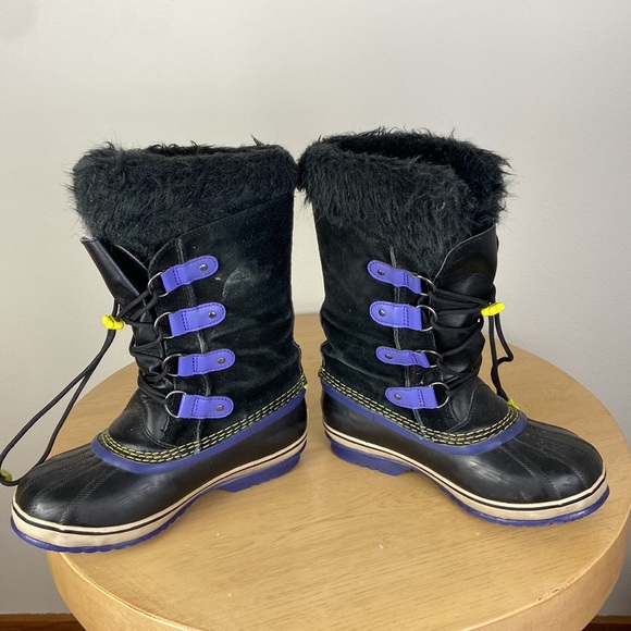 Sorel Womens 5 Tall Faux Fur Black and Purple Waterproof Snow Boot Winter Casual - Picture 3 of 9